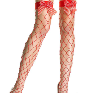 Samostoječe nogavice rdeče barve mreža z okraski