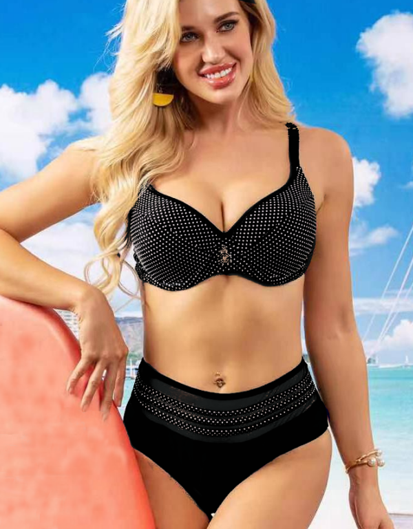 Kopalke bikini retro stil elegantne visok pas velike številke